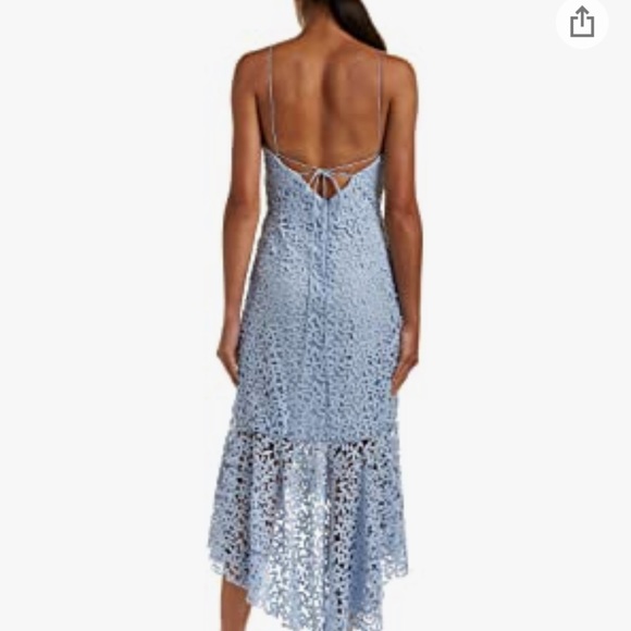 Amur Lara Dress Light Blue Eyelet Hi Low Midi Dress Size 6 - Picture 7 of 13